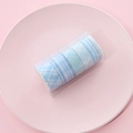Five-roll blue plaid washi tape set in a clear box on a stylish pink ceramic plate - 06 Blue Grid