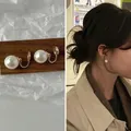 Elegant white round pearl clip-on earrings with gold adjustable base for non-pierced ears - 12mm Classic Pearl Clip-on