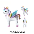 3D standing unicorn foil balloon for party decor with rainbow wings, 75.5x76.5cm - 3D Crown Unicorn-75.5*76.5cm