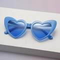 Blue heart-shaped sunglasses with glitter finish and retro cat-eye style for party - Blue Frame Blue Lens