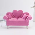 Pink velvet heart-shaped miniature sofa jewelry storage box with gold-tone legs - Double Sofa / Pink