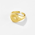 Retro 18K vergulde verstelbare open ring met zonnemotief op een witte achtergrond - Zon (TTR33)