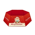 Falda de árbol de Navidad roja hexagonal con texto Merry Christmas y borde blanco - 01-Papá Noel Rojo