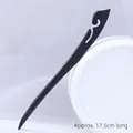 Matte black wood-style hair stick with hollowed cloud pattern, length 17.5cm - Ebony-like Pulling the Moon