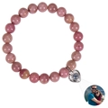 Pink zebra stone beaded bracelet with custom heart photo projection charm - Red Wood Grain Texture Bracelet
