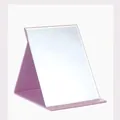 Tragbarer rosa Klapp-Schminkspiegel mit weichem PU-Ledergehäuse und Stativständer - Mittel / Rosa