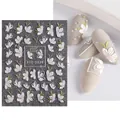 5D embossed nail art stickers with white flowers and butterflies, model STZ-5D38 - STZ-5D38 (Bare Sheet)