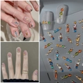 5D Soft-Gelee-Nagelaufkleber mit bunten Edelsteinen und Goldakzenten für DIY-Nägel - 3D Bunte Süßigkeiten Deko(CO-403)