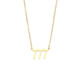 Golden stainless steel necklace featuring a 777 number pendant on a fine chain link - 777