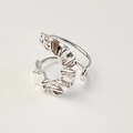 Minimalist S925 sterling silver open ring with unique hammered texture and irregular fold design - Wrinkled Open Ring (J1624) / Silver