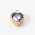 Ciondolo a cuore in zircone viola scuro con montatura in acciaio inossidabile oro 18k - Zirconia Viola