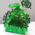 Emerald green hollow butterfly gift box with elegant laser cut pattern and matching ribbon - Reflective Green