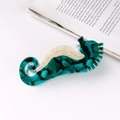 Pinza per capelli a forma di cavalluccio marino in acetato marmorizzato verde - Cavalluccio Marino Verde Acqua (D15-2-20)