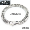 Silver Cuban link bracelet with lobster clasp, 200mm length and 8mm width - Style D 8mm-200mm