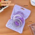 Spiral purple hair ties set with floral patterns in frosted translucent zipper bag - Purple Series Set (D4-511#) / 6 Pcs/Bag