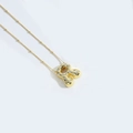 Gold plated bubble letter R pendant necklace with clear zircon stones on bead chain - Style R