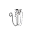 Silver non-pierced heart nose ring with star pendant and cascading fringe metal chains - Clear Heart Star Tassel Style (FNN3111853)