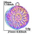 Rainbow sun and moon steel pendant with size labels 30mm height and 21mm width - Rainbow Color Pendant