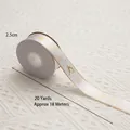 Cinta blanca de Navidad de 2,5 cm con motivos dorados de alces para envolver regalos - No.2 Reno y Árbol Blanco Satén