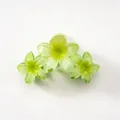 Gradient green and yellow frangipani hair claw clip in translucent resin for ponytails - Light Green Triple Plumeria [11cm]