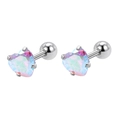 Boucles d'oreilles cœur en acier argenté avec pierres irisées et fermoir à vis - 3mm Coeur Zircone AB (Paire)