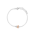 Detalle de pulsera de abeja en plata S925 con alas de esmalte naranja y cierre - Silver-Purple Zircon