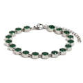 Bracciale argento con zirconi verdi circolari e chiusura a moschettone regolabile - Argento-Zircone Verde