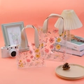 Transparent PVC gift bags with floral patterns in large and small size variations - Small Beige Floral / Without Bow