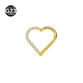 G23 titanium gold heart nose ring with clear zircon inlay on white background - Gold Left Diamond / 1.2x8mm