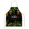 Detail of Christmas apron with pine cones, fairy lights and Merry Christmas text - Pine Cone Greeting (AP-52003)