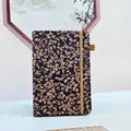 Eco-friendly A5 cork grain notebook with black texture and golden elastic band closure - A5 All Black Wood Grain