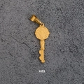 Vintage golden stainless steel heart key pendant with detailed religious medal carving - H03-Saint Benedict Religious Key