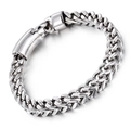 Bracciale da uomo in acciaio al titanio con catena a V argento e chiusura a incastro - Stile Catena a Spiga d'Argento (KB69691-BD) / 22cm
