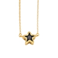 Minimalist gold-plated necklace with a black star pendant on a centered chain - Black