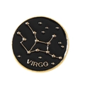Broche de esmalte dorado del zodiaco Virgo con fondo negro y diseño celestial - Virgo (XZ6180)