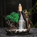Resin backflow incense burner with green pine trees, golden pavilion and Zen landscape - 9: Small Bridge and Flowing Water