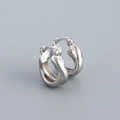 Minimalistische S925 Sterling Silber Creolen mit Kreuzlinien in glänzender Silberoptik - 925er Silber / Weißgold