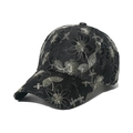 Black baseball cap with silver flower embroidery and detailed floral patterns - 56-60cm Adjustable / Black