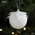 7.2cm White Christmas foam ball ornament with petal details and silver string on tree - 7.2cm/11g / White Petal Glitter Foam Ball Style B