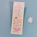 Pink holographic rabbit bear stickers with matching white acrylic bear keychain DIY set - Rabbit Back to School