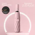Automatic pink 3-fold umbrella with reinforced 24-rib double keel frame and UV protection - 16-Rib Fully Automatic Dual-Use / Pink