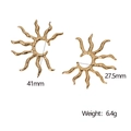 Detailed view of gold sunray earrings showing 41mm height and 27.5mm width dimensions - Gold