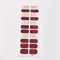 Detail view of SS-034 nail stickers featuring dark red and beige gold glitter designs - Dark Red Beige Gold Powder Style (SS-034)