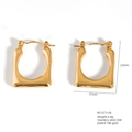 Minimalist gold U-shaped stainless steel earrings with geometric square design - Square U-Shaped Style (23x17mm)