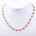 Gold 18K plated stainless steel necklace featuring red enamel daisy flower pendants - Gold+Red