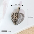 Silver heart pendant with half micro-paved cubic zirconia and wing filigree design - SMP54303-Silver Stitching Hollow Heart Pendant
