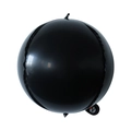 Glossy black 4D round aluminum foil balloon with a metallic finish for party decor - 10" / Black