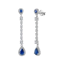 Elegant S925 sterling silver drop earrings with blue pear-cut gemstones and zircons - Selling Lze29-p
