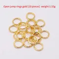 Set of 10 golden open jump rings for DIY jewelry making and earring assembly - Golden Open Jump Rings (10 Pcs)