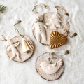 Set of 6 white and gold ceramic Christmas ornaments including angel, tree and bell shapes - Display Set 3 (3 PCS)